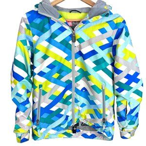 686 Rhythm Winter Ski Snowboard Jacket Youth L Geo Insulated Hooded Waterproof